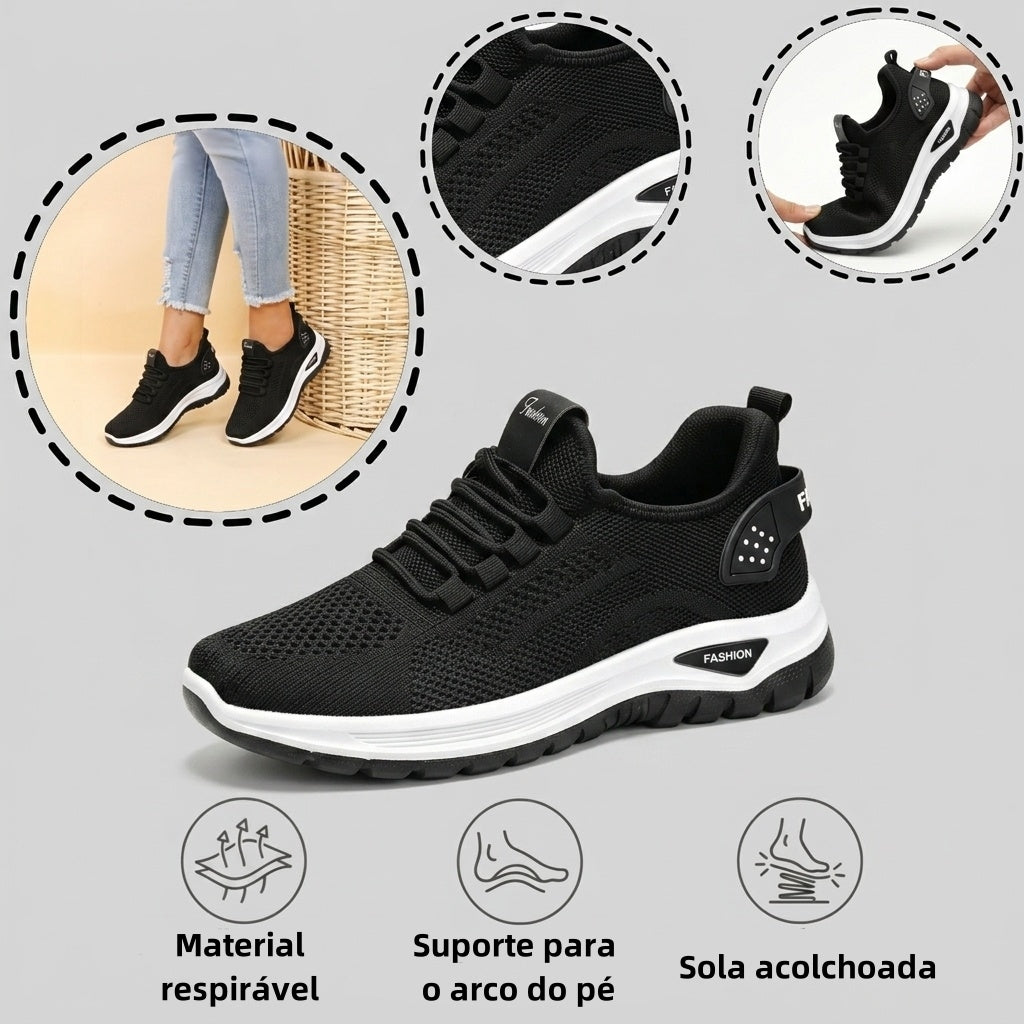 ⏰30% de desconto hoje - Não perca! ✅ Ténis desportivos respiráveis e com amortecimento 🔵 Macios e confortáveis - Oferecem um excelente suporte 🦶 Aliviam as dores nos pés