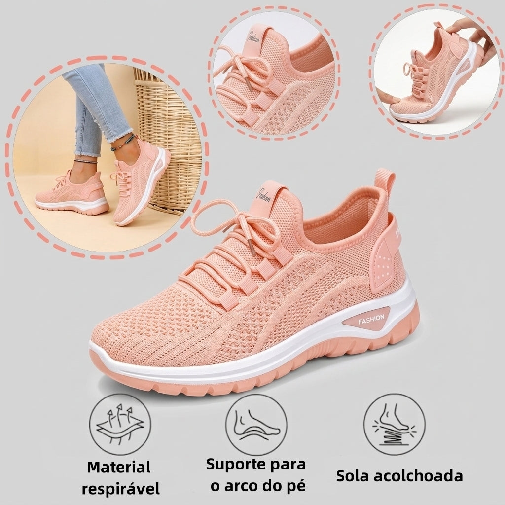 ⏰30% de desconto hoje - Não perca! ✅ Ténis desportivos respiráveis e com amortecimento 🔵 Macios e confortáveis - Oferecem um excelente suporte 🦶 Aliviam as dores nos pés