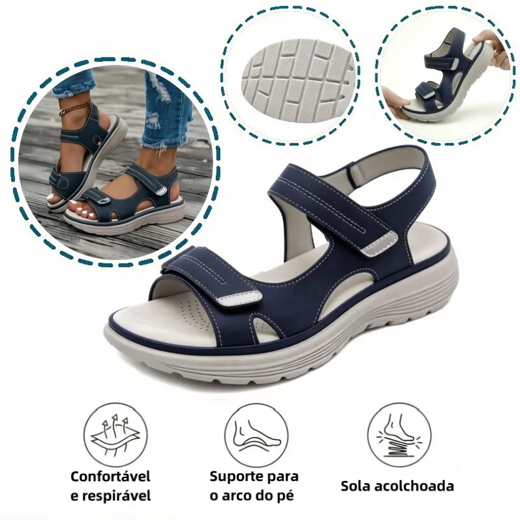 🎁Oferta por tempo limitado: 30% de desconto 🔴Sandálias abertas ajustáveis🦶Elegantes e confortáveis, protegem os seus pés ✅Disponíveis em vários tamanhos