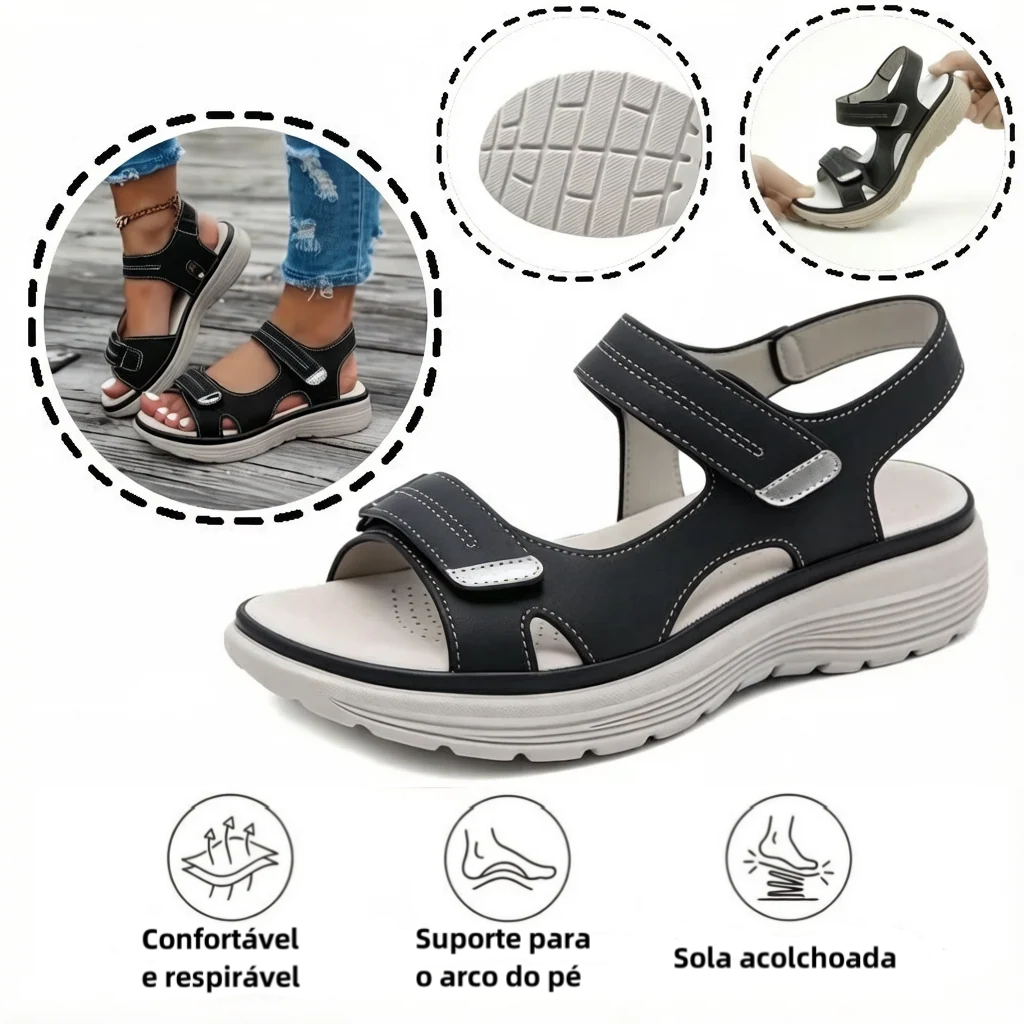 🎁Oferta por tempo limitado: 30% de desconto 🔴Sandálias abertas ajustáveis🦶Elegantes e confortáveis, protegem os seus pés ✅Disponíveis em vários tamanhos