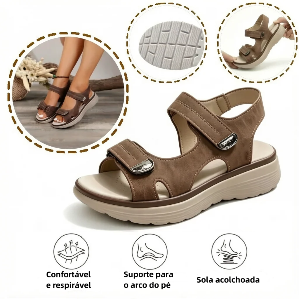 🎁Oferta por tempo limitado: 30% de desconto 🔴Sandálias abertas ajustáveis🦶Elegantes e confortáveis, protegem os seus pés ✅Disponíveis em vários tamanhos