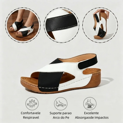 ⏰30% de desconto hoje - Não perca! ✅ Sandálias de marca em pele 🔵 Macias e confortáveis - oferecem um excelente suporte 🦶 Aliviam as dores nos pés