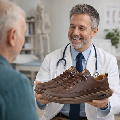⏰30% de desconto hoje - Não perca! ✅ Sapatos casuais em pele de bovino de flor integral 🚶‍♂️‍➡️ Suporte para o arco do pé - alivia as dores nos pés