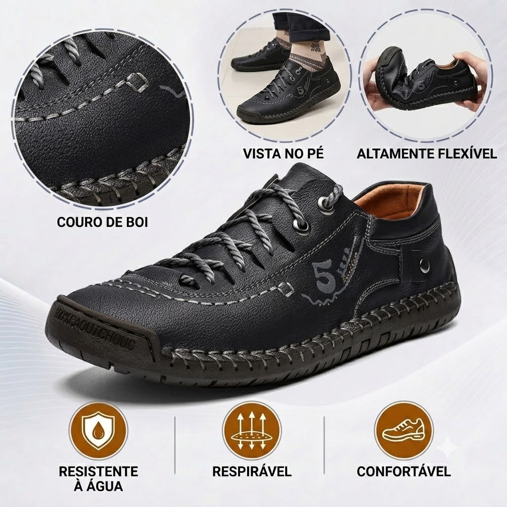 ⏰30% de desconto hoje - Não perca! ✅ Sapatos ortopédicos em pele de bezerro de marca de luxo 🔵 Macios e confortáveis - Proporcionam um suporte superior 🦶 Aliviam as dores nos pés