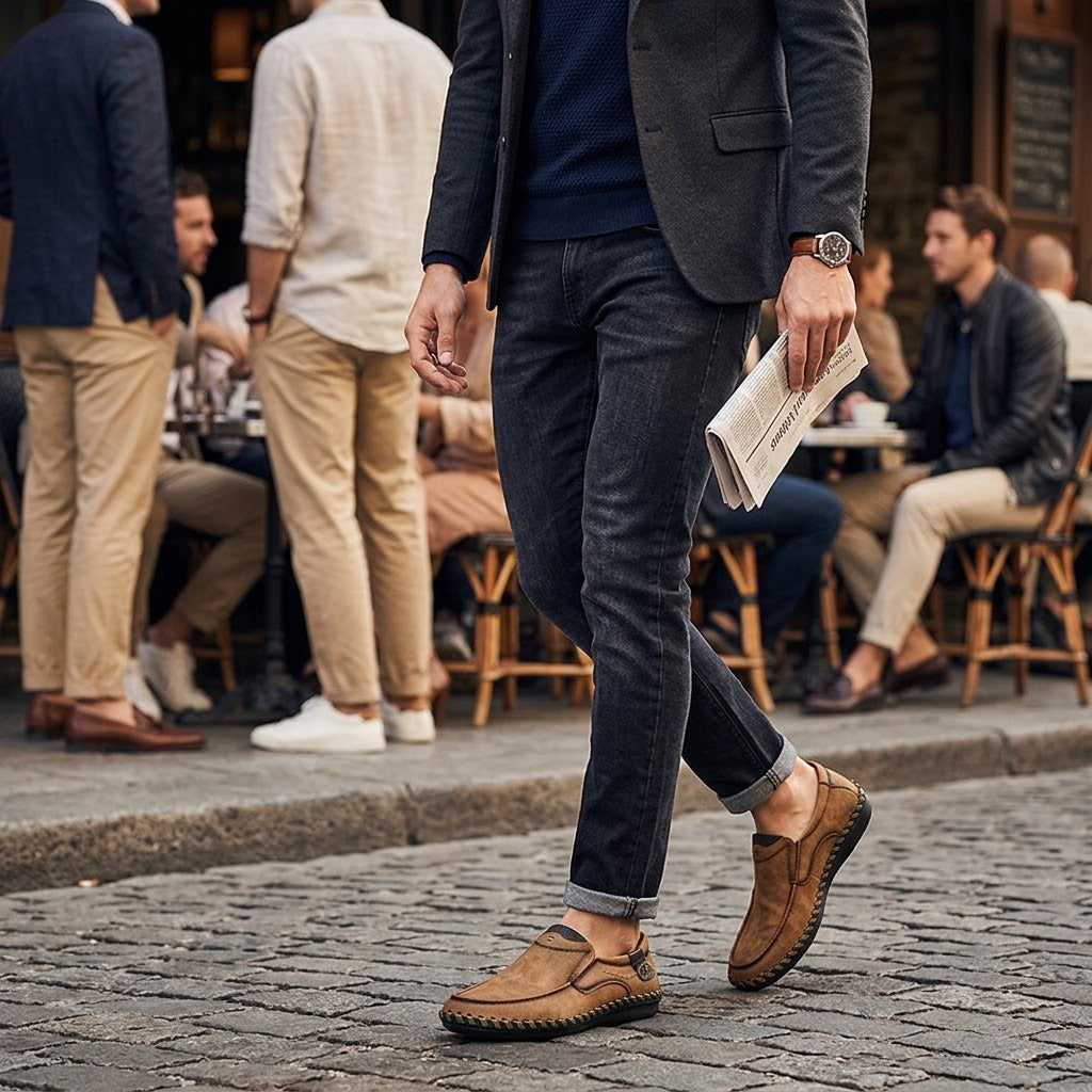 🔥Sapatos ortopédicos para homem, confecionados em pele de bezerro australiana👞Costurados à mão✅Confortáveis para caminhar, alívio da dor✅Impermeáveis e antiderrapantes✅
