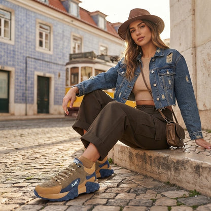 ⏰30% de desconto hoje - Não perca! ✅Sapatilhas de camurça de marca🚶‍♂️‍➡️Suporte para o arco do pé - alivia a dor nos pés