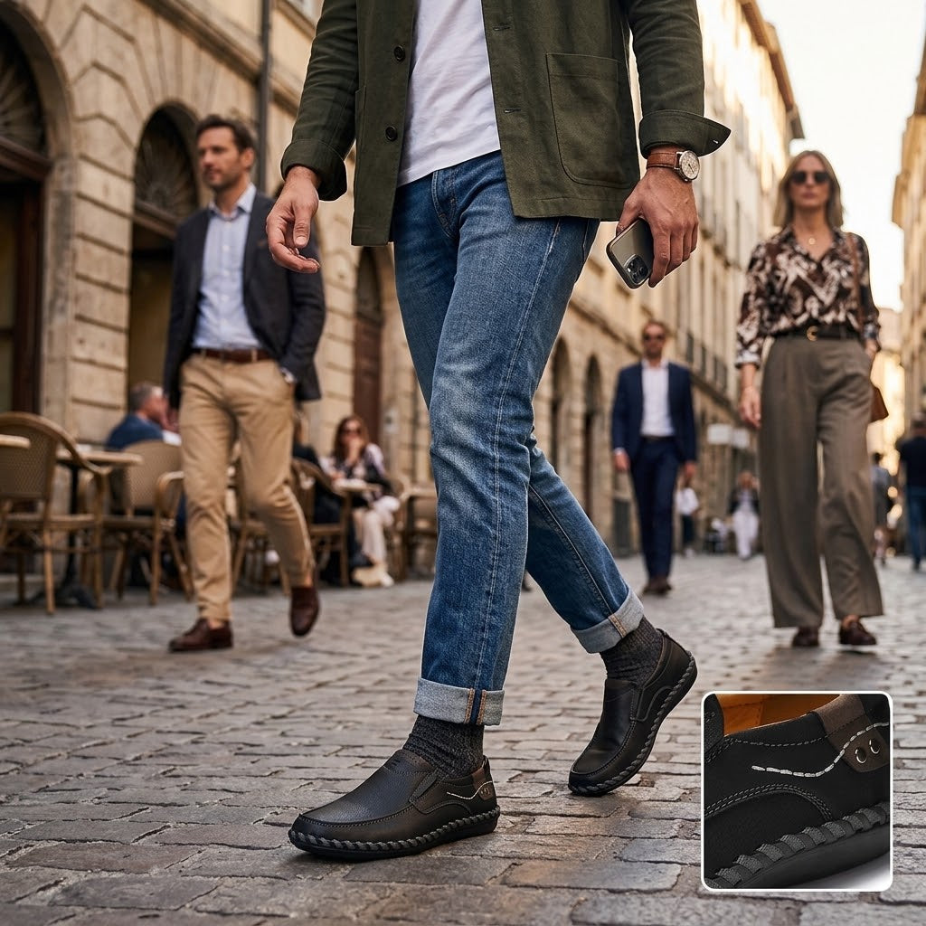 🔥Sapatos ortopédicos para homem, confecionados em pele de bezerro australiana👞Costurados à mão✅Confortáveis para caminhar, alívio da dor✅Impermeáveis e antiderrapantes✅