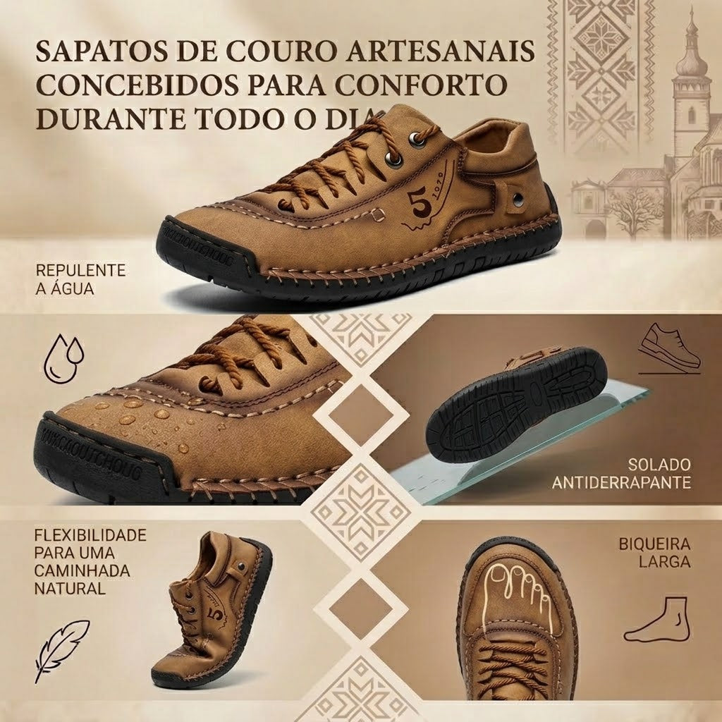 ⏰30% de desconto hoje - Não perca! ✅ Sapatos ortopédicos em pele de bezerro de marca de luxo 🔵 Macios e confortáveis - Proporcionam um suporte superior 🦶 Aliviam as dores nos pés