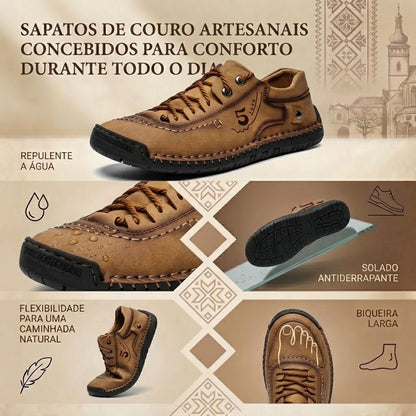 ⏰30% de desconto hoje - Não perca! ✅ Sapatos ortopédicos em pele de bezerro de marca de luxo 🔵 Macios e confortáveis - Proporcionam um suporte superior 🦶 Aliviam as dores nos pés